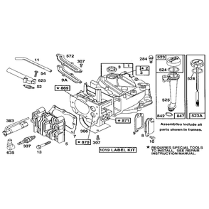 Cylinder Assembly Diagram and Parts List for 122700-122799 0101-0101 Briggs and Stratton Engine